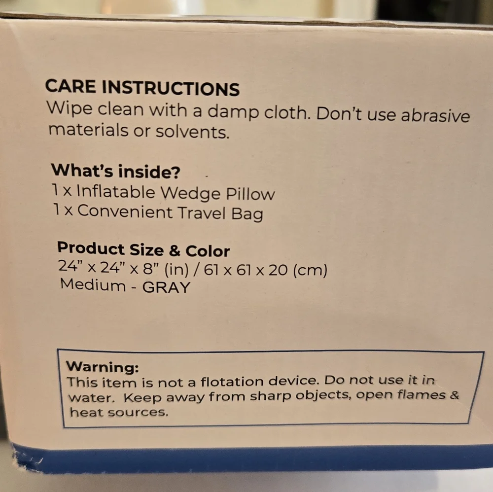 Circa Air Black Inflatable Wedge Pillow for Travel NEW Size:24